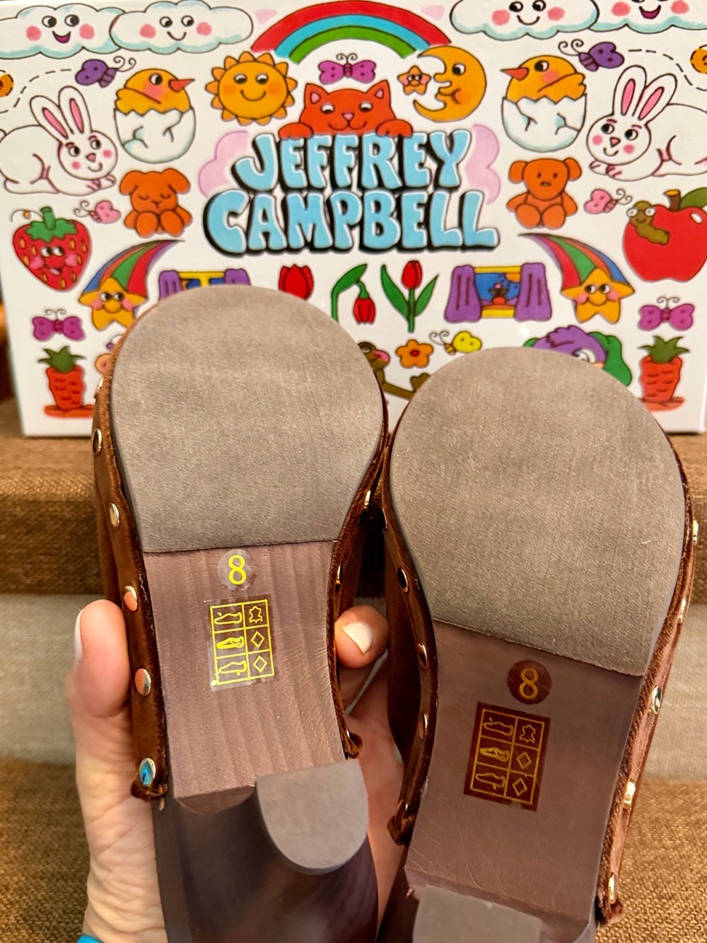 SOLD!!!! Jeffrey Campbell Brown Suede Studded Slip-On Mules - Picture 12 of 13